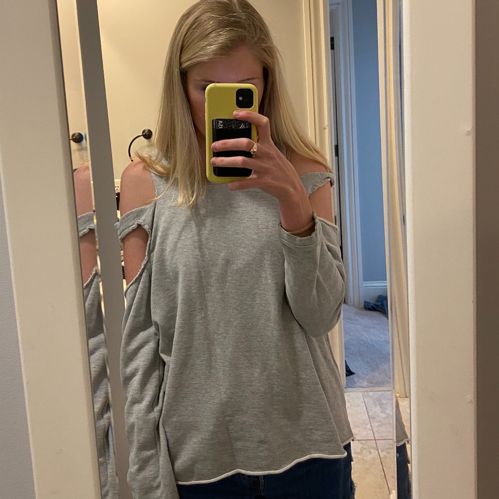 Sanctuary Cold Shoulder Grey Sweatshirt